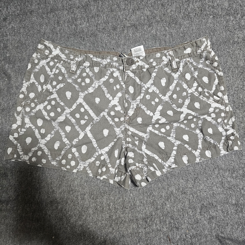 Route 66 Gray Batik Print Cotton Mini Shorts Size 7/8